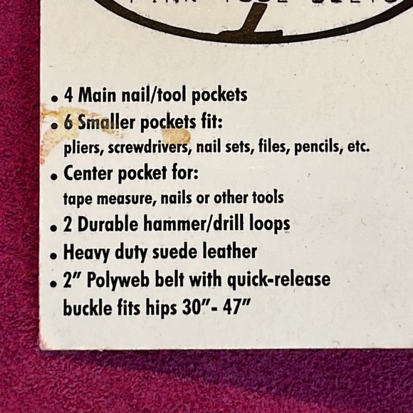 NEVER USED - 11 POCKET HEAVY DUTY SUEDE TOOL BELT - PINK - Picture 9 of 12